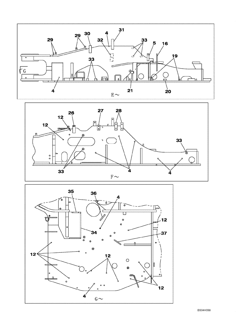 Схема запчастей Case CX80 - (09-04) - TURNTABLE (09) - CHASSIS/ATTACHMENTS