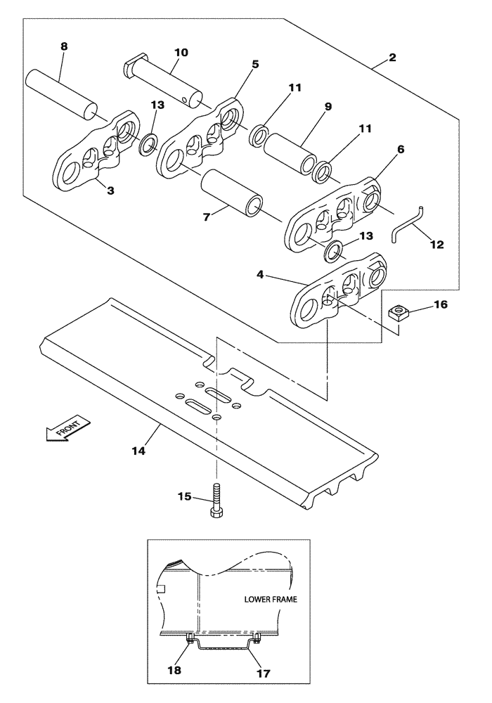 Схема запчастей Case CX350C - (05-006[00]) - TRACK - 700 MM - FOOTSTEP (11) - TRACKS/STEERING