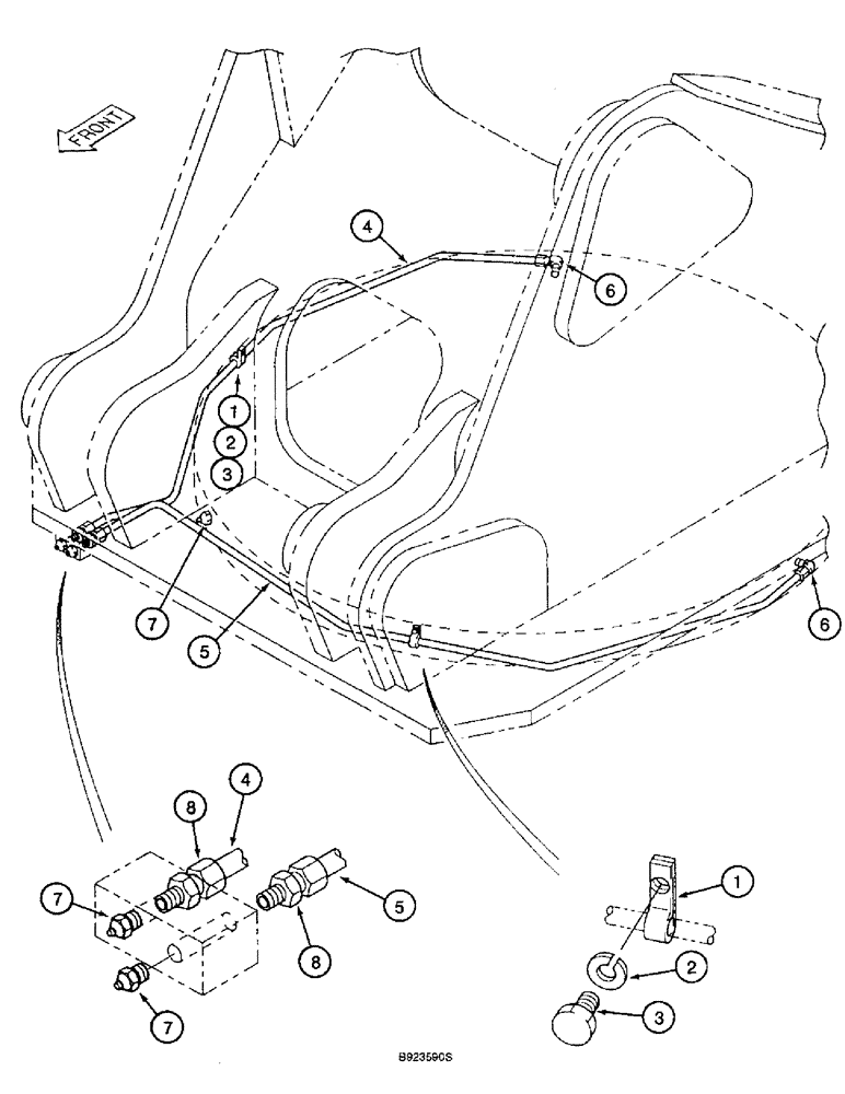 Схема запчастей Case 9060B - (9-004) - TURNTABLE BEARING LUBRICATION LINES (09) - CHASSIS