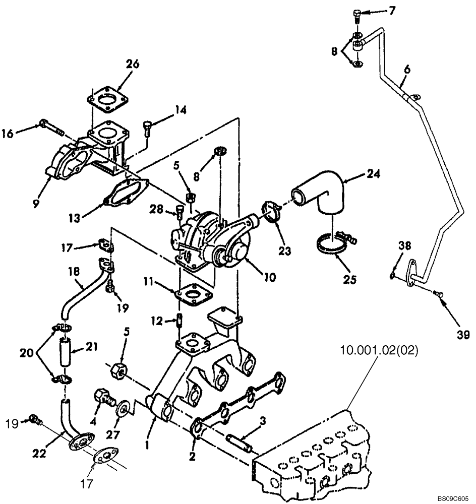 Схема запчастей Case SR150 - (10.254.05[02]) - EXHAUST MANIFOLD, L170 (10) - ENGINE