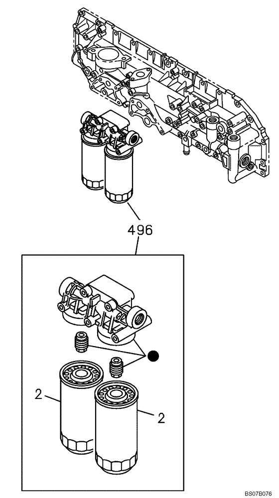 Схема запчастей Case CX460 - (02-35) - OIL FILTER (02) - ENGINE