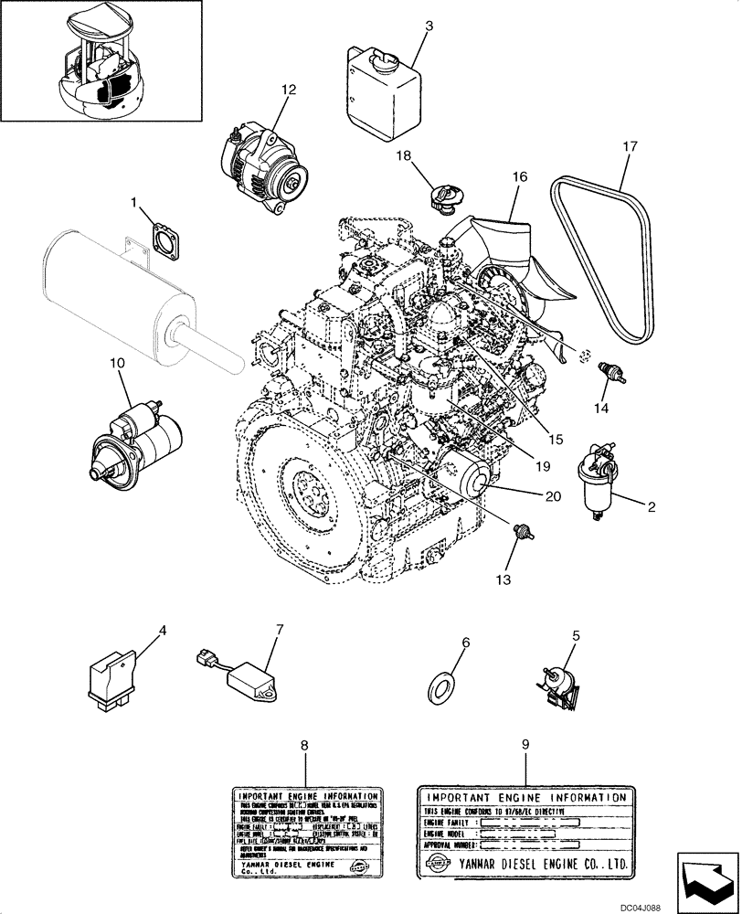 Схема запчастей Case CX36B - (020-01[1-01]) - ENGINE ASSY (10) - ENGINE