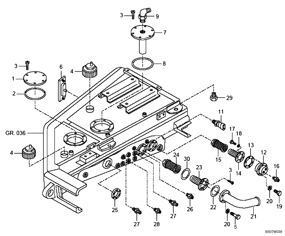 Схема запчастей Case 340 - (43A00020802[001]) - STEERING SYSTEM - HYDRAULIC CIRCUIT - TANK PARTS (87612040) (09) - Implement / Hydraulics / Frame / Brakes