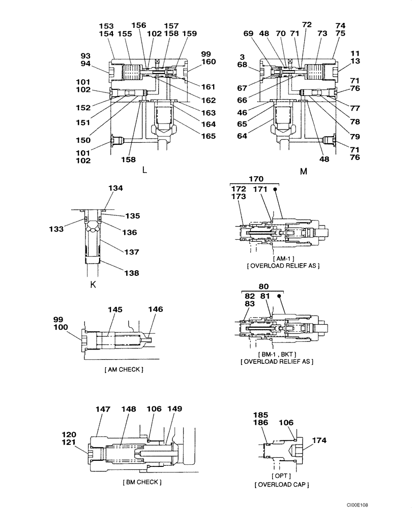 Схема запчастей Case CX130 - (08-093) - KNJ2852 CONTROL VALVE (08) - HYDRAULICS