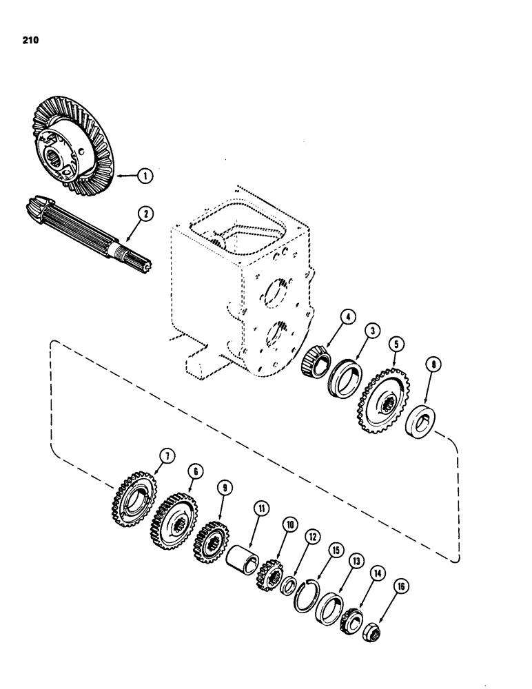 Схема запчастей Case 580D - (210) - TRANSAXLE COUNTERSHAFT, WITHOUT TURBOCHARGER, FOUR WHEEL DRIVE (06) - POWER TRAIN