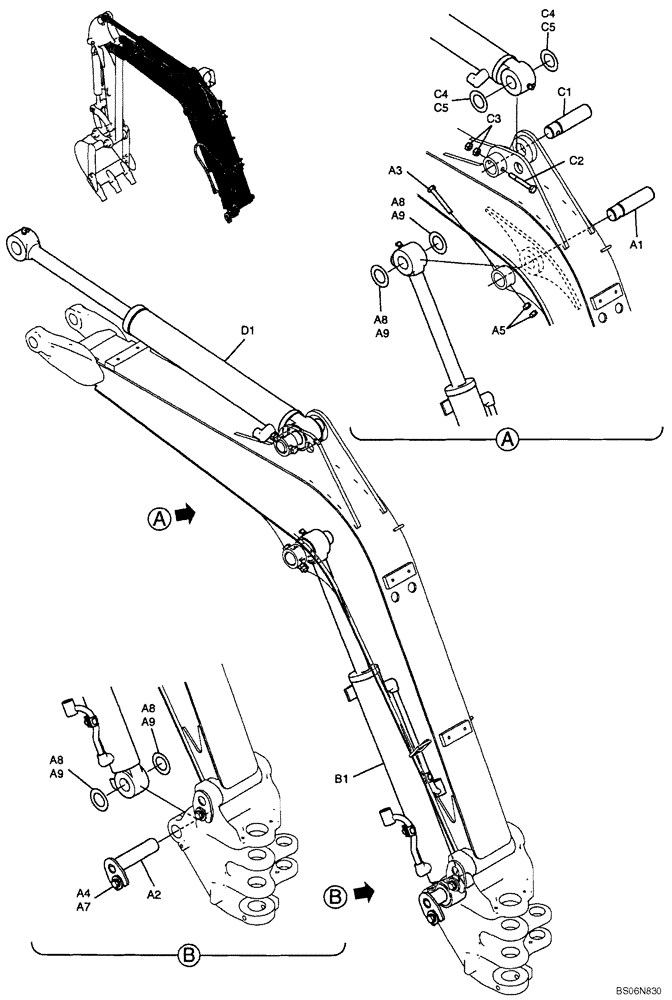 Схема запчастей Case CX17B - (03-004[00]) - CYLINDER INSTAL (BOOM) (PU02B00077F1) (35) - HYDRAULIC SYSTEMS