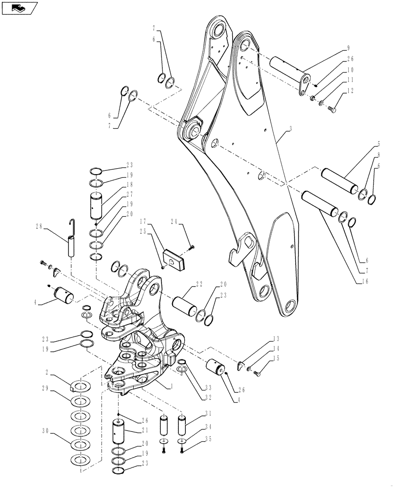 Схема запчастей Case 590SN - (39.105.09) - BACKHOE - BOOM AND SWING TOWER (590SN) (39) - FRAMES AND BALLASTING