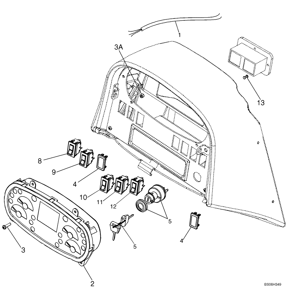 Схема запчастей Case 1150K - (04-12) - HARNESS, FRONT CONSOLE AND SWITCHES - CANOPY, ROPS (04) - ELECTRICAL SYSTEMS