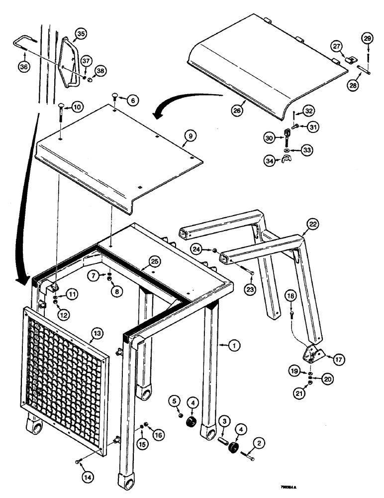 Схема запчастей Case 350B - (298) - ROLLOVER PROTECTIVE STRUCTURE CANOPY (05) - UPPERSTRUCTURE CHASSIS