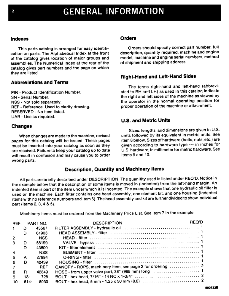 Схема запчастей Case 880C - (002) - GENERAL INFORMATION (00) - GENERAL