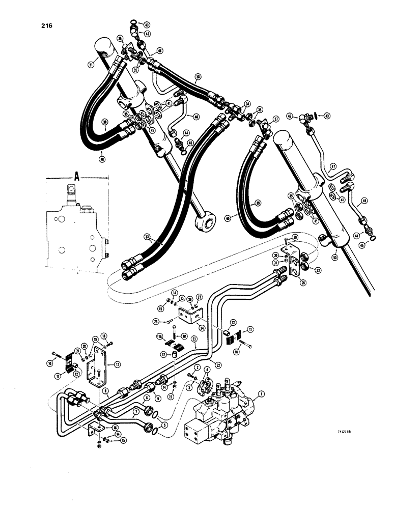 Схема запчастей Case 1450 - (216) - DOZER LIFT HYDRAULIC CIRCUIT (08) - HYDRAULICS