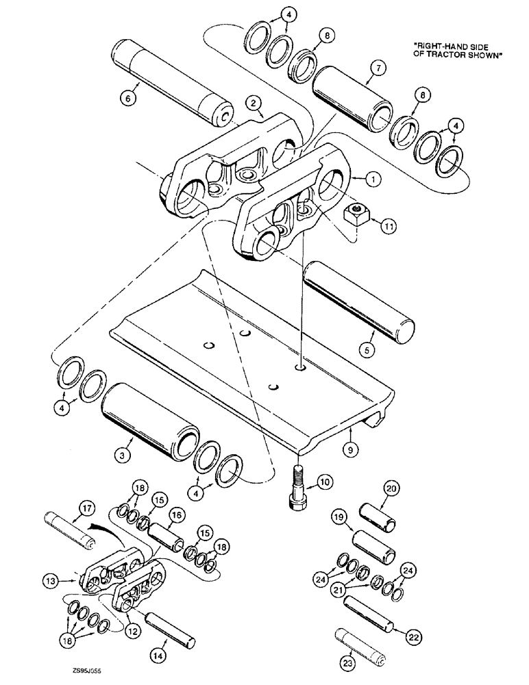 Схема запчастей Case 550E - (5-12) - SEALED TRACK CHAIN, IF USED (11) - TRACKS/STEERING