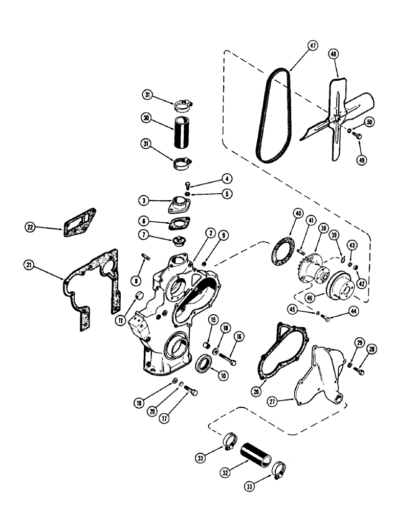 Схема запчастей Case 480CK - (005A) - TIMING GEAR COVER, (188) DIESEL ENGINE, FIRST USED ENGINE SERIAL NUMBER 2679761 