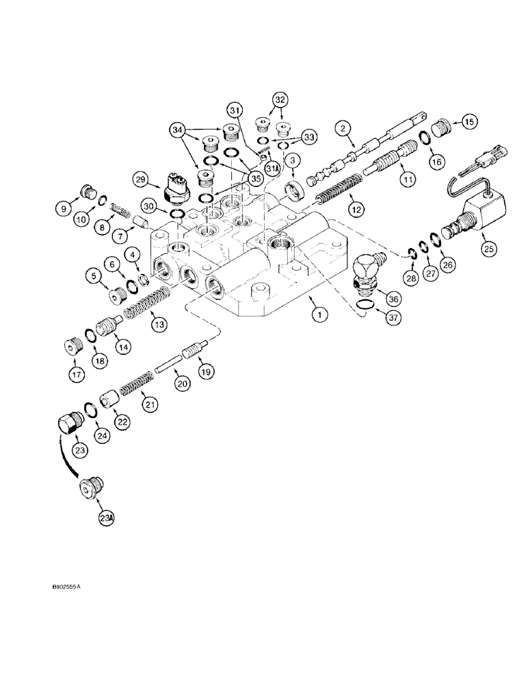 Схема запчастей Case 580SK - (6-22) - TRANSAXLE ASSEMBLY, POWER SHUTTLE, VALVE ASSEMBLY WITH PTO (06) - POWER TRAIN