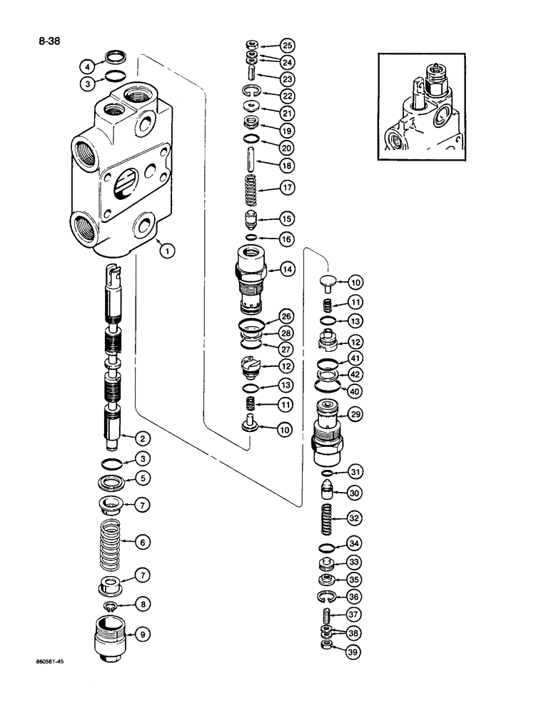 Схема запчастей Case 26D - (8-38) - G103399 BACKHOE CONTROL VALVE, BOOM SECTION 