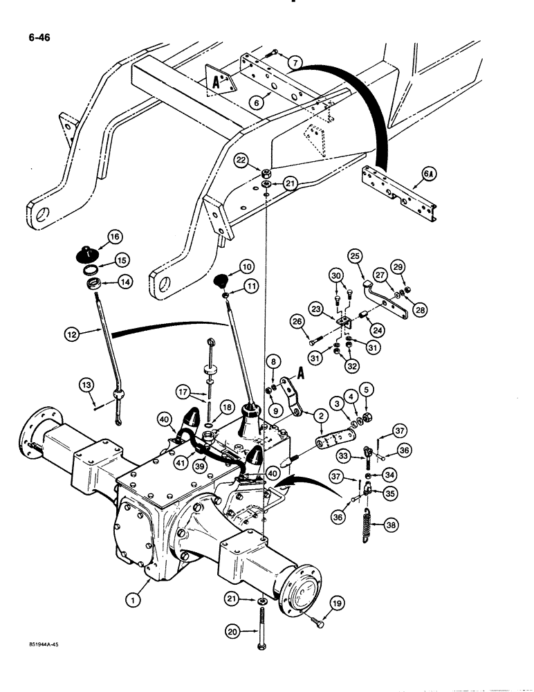 Схема запчастей Case 480E LL - (6-46) - TRANSAXLE AND DIFFERENTIAL LOCK (06) - POWER TRAIN