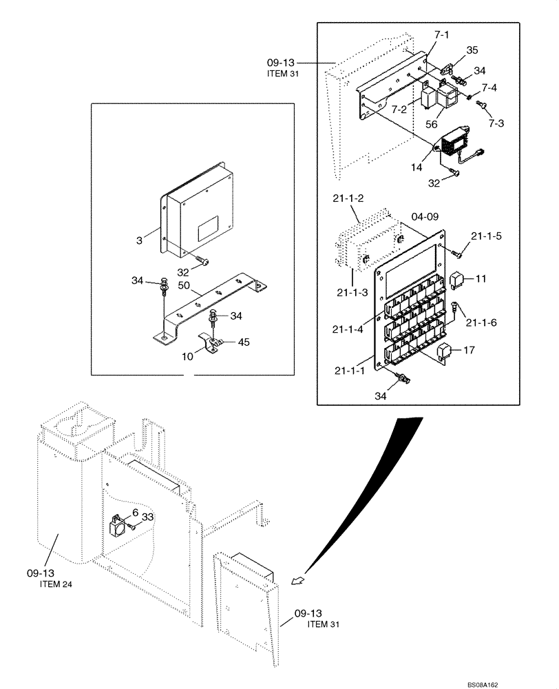 Схема запчастей Case 1221E - (04-06[01]) - DRIVER CAB - CONTROL UNIT (87700428) (04) - ELECTRICAL SYSTEMS