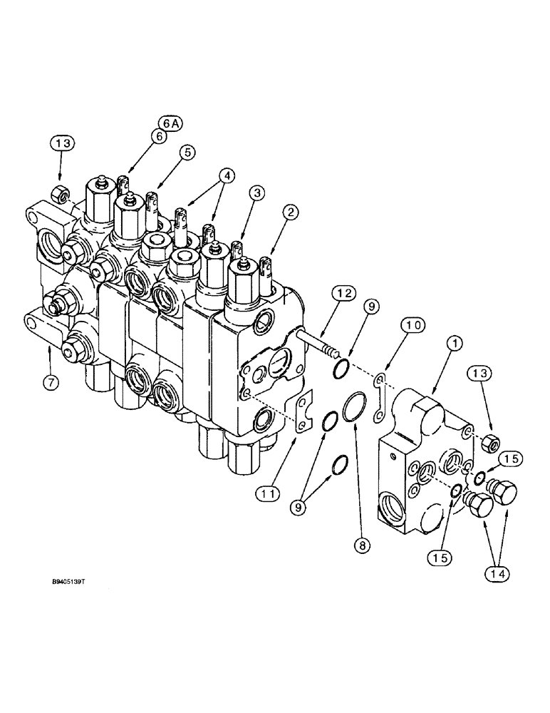 Схема запчастей Case 590SL - (8-100) - BACKHOE CONTROL VALVES, MODELS WITHOUT EXTENDABLE DIPPER (08) - HYDRAULICS