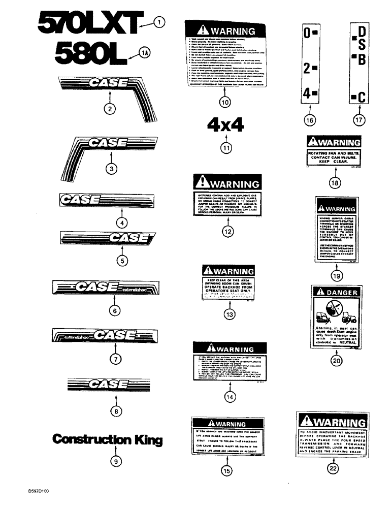 Схема запчастей Case 580L - (9-168) - DECALS (09) - CHASSIS/ATTACHMENTS