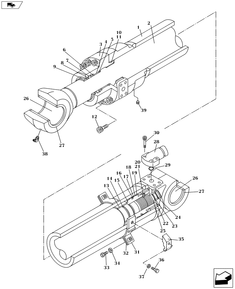 Схема запчастей Case CX235C SR - (35.737.08) - ARM CYLINDER HBCV (35) - HYDRAULIC SYSTEMS