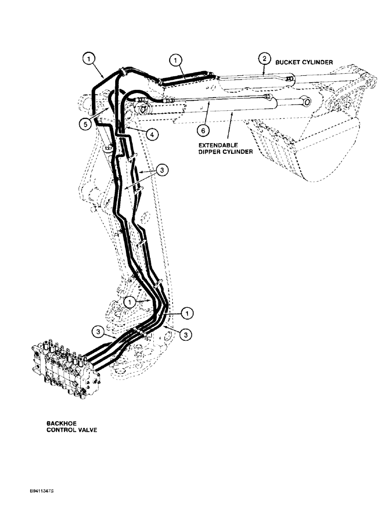 Схема запчастей Case 580L - (1-022) - PICTORIAL INDEX, BACKHOE HYDRAULICS, EXTENDABLE DIPPER (00) - PICTORIAL INDEX