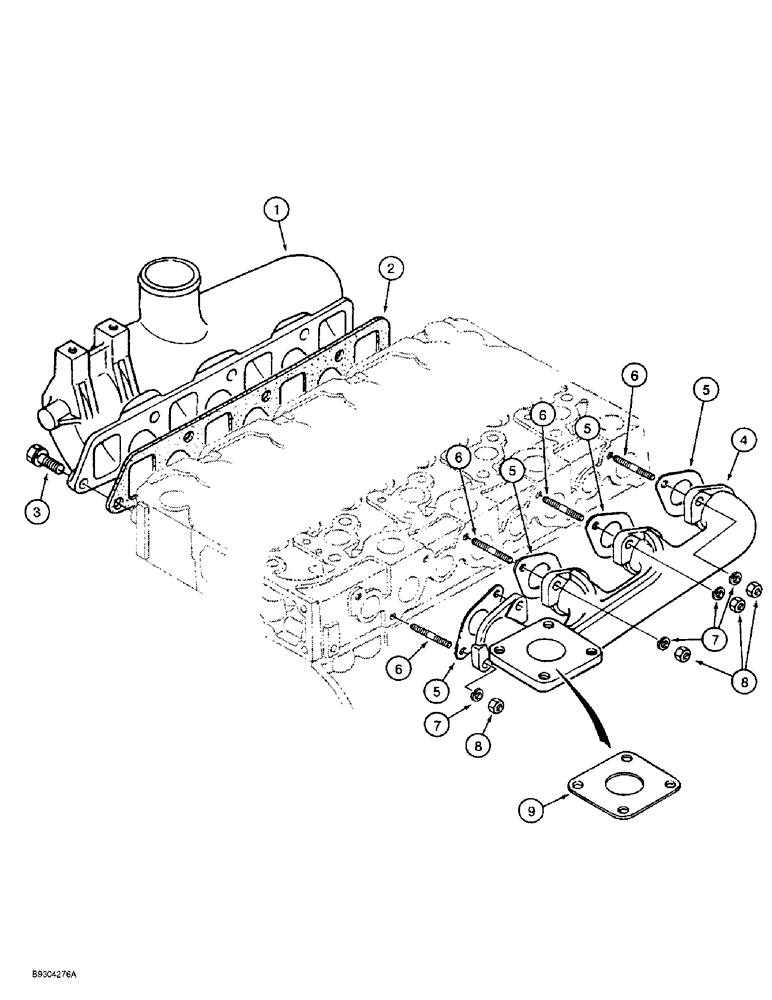 Схема запчастей Case 1838 - (2-06) - INTAKE MANIFOLD AND EXHAUST MANIFOLD, KUBOTA V2203 ENGINE (02) - ENGINE