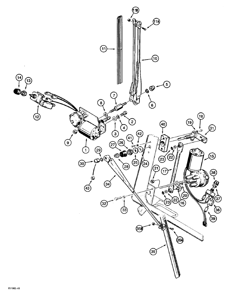 Схема запчастей Case 480F - (9-148) - FRONT AND REAR WINDSHIELD WIPERS (09) - CHASSIS/ATTACHMENTS