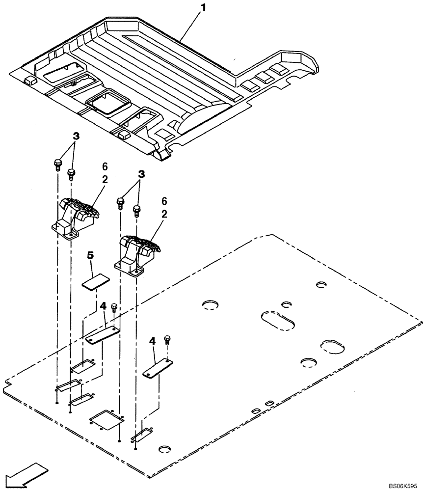 Схема запчастей Case CX700B - (09-13) - MAT, FLOOR - OPERATORS COMPARTMENT - MODELS WITH PEDAL ACTIVATED AUXILIARY HYDRAULICS (09) - CHASSIS