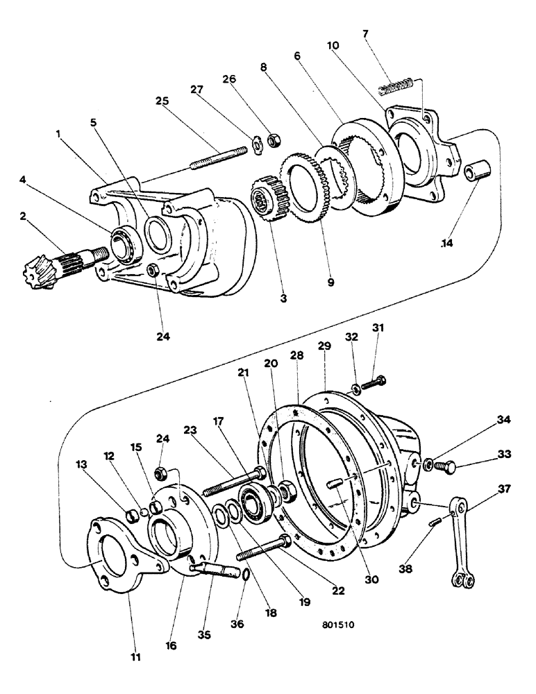 Схема запчастей Case 580G - (174) - TRANSAXLE - TRANSMISSION BRAKE IF USED (06) - POWER TRAIN