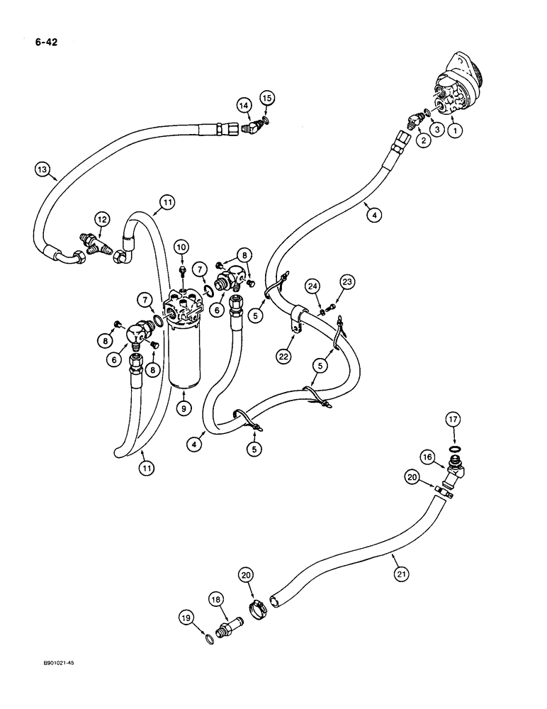 Схема запчастей Case 550 - (6-42) - CRAWLER HYDRAULIC CIRCUIT, TORQUE CONVERTER TO TRANSMISSION, PRIOR TO P.I.N. JAK0013968 (06) - POWER TRAIN