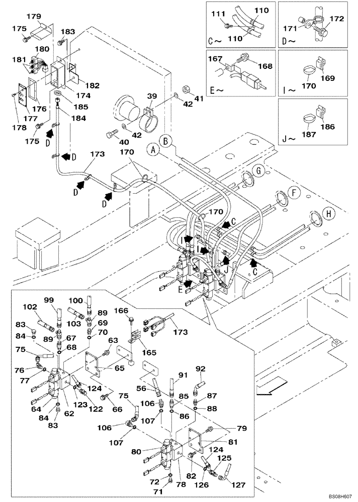 Схема запчастей Case CX470C - (08-060-01[01]) - COUNTERWEIGHT REMOVAL SYSTEM (07) - HYDRAULIC SYSTEM