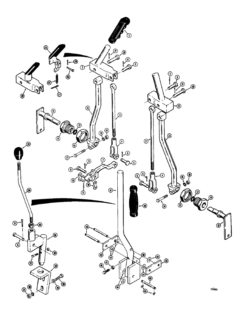 Схема запчастей Case 1700-SERIES - (146) - CONTROL LEVERS AND LINKAGE (90) - PLATFORM, CAB, BODYWORK AND DECALS