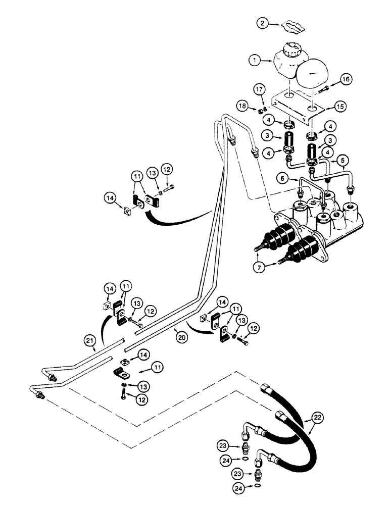 Схема запчастей Case 580SK - (7-08) - BRAKE MASTER CYLINDER HYDRAULIC CIRCUIT (07) - BRAKES