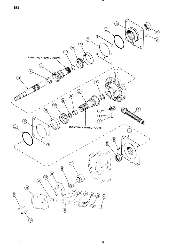 Схема запчастей Case 584C - (154) - DIFFERENTIAL AND LOCK, TRANSAXLE (27) - REAR AXLE SYSTEM