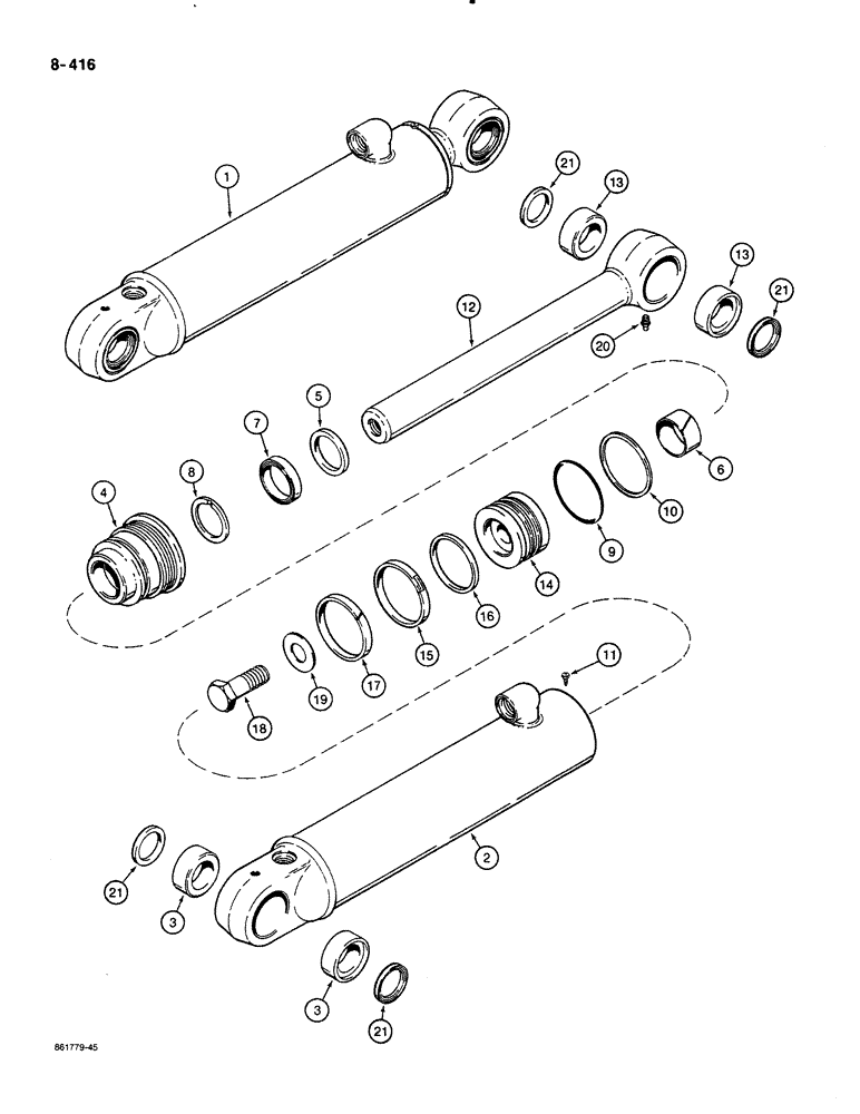 Схема запчастей Case 580K - (08-416) - BACKHOE SWING CYLINDERS, 3-1/4 INCH INSIDE DIAMETER (08) - HYDRAULICS