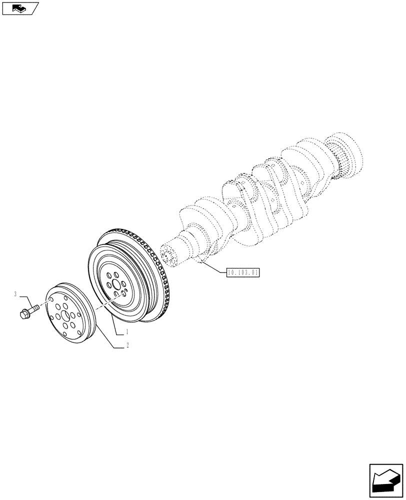 Схема запчастей Case 521F - (10.103.04) - PULLEY - CRANKSHAFT (10) - ENGINE