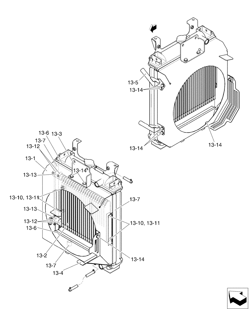 Схема запчастей Case CX36B - (01-015[02]) - RADIATOR INSTAL - COOLER (10) - ENGINE