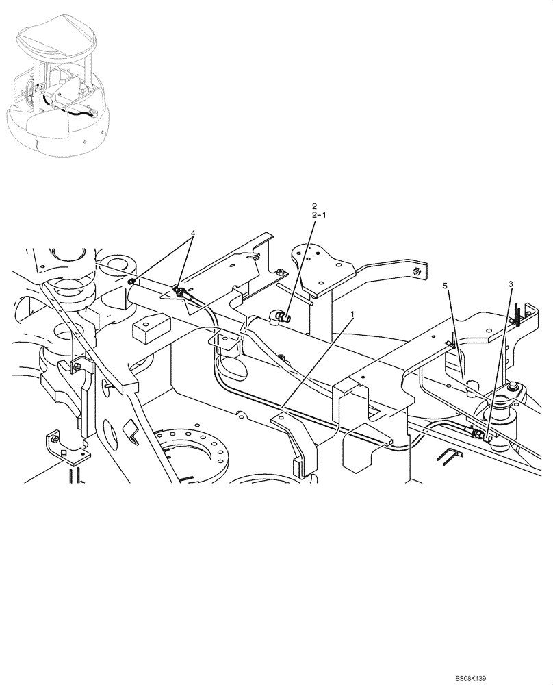 Схема запчастей Case CX50B - (01-024) - HYDRAULIC LINES, CYLINDER (SWING) (PY42H00028F1) (05) - SUPERSTRUCTURE