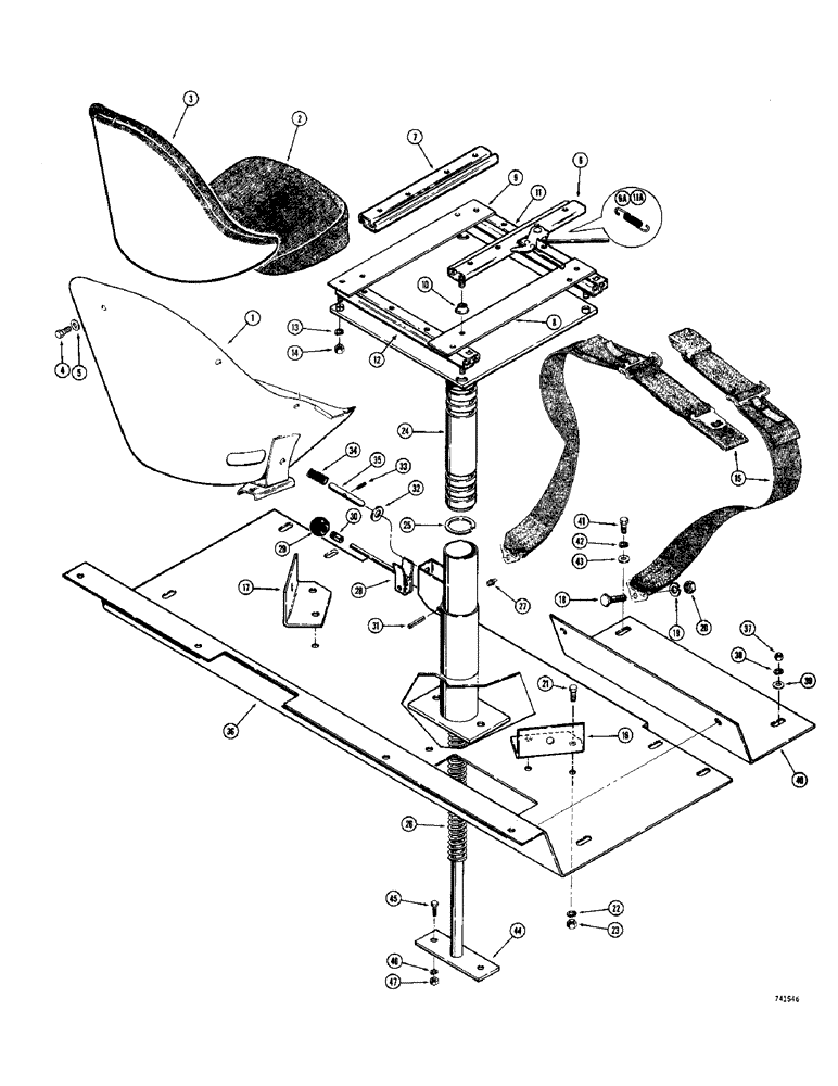 Схема запчастей Case 780 - (556) - SEAT, SEAT PLATFORM AND TOOL BOX, USED ON MODELS WITH SINGLE BACKHOE CONTROL TWR (09) - CHASSIS/ATTACHMENTS