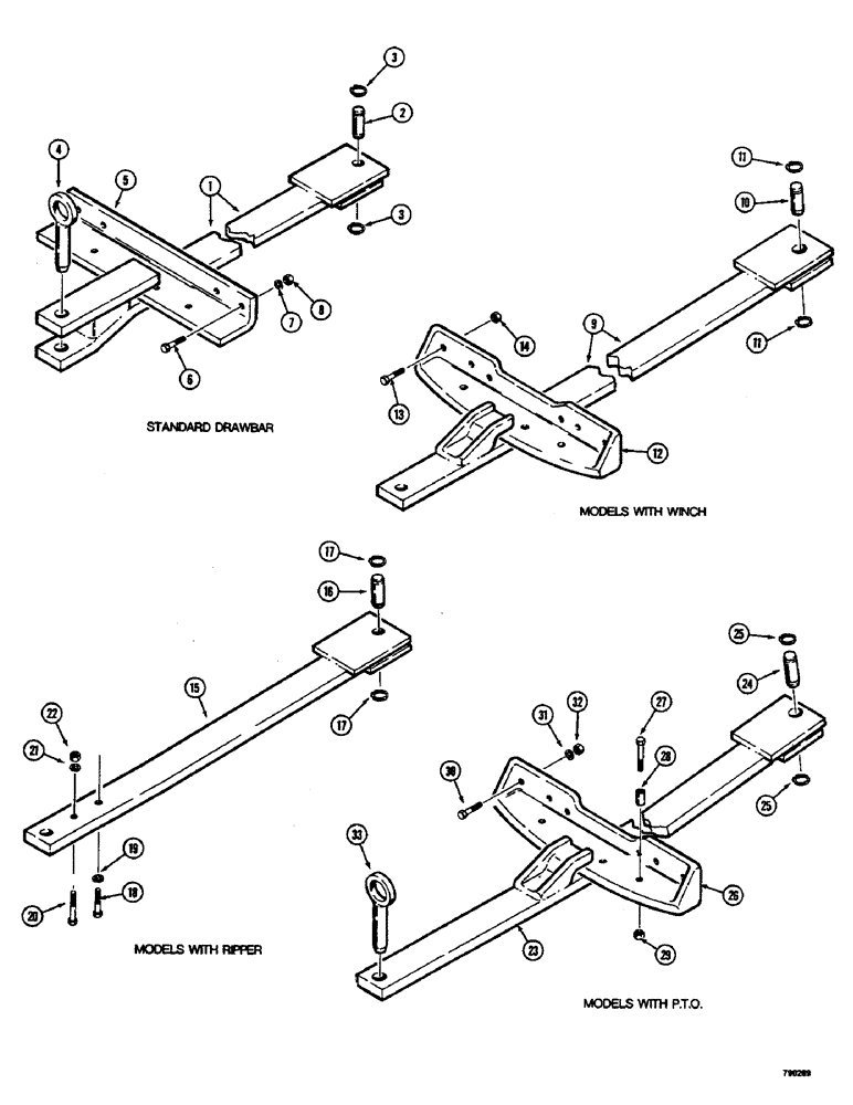 Схема запчастей Case 350B - (270) - DRAWBARS (05) - UPPERSTRUCTURE CHASSIS