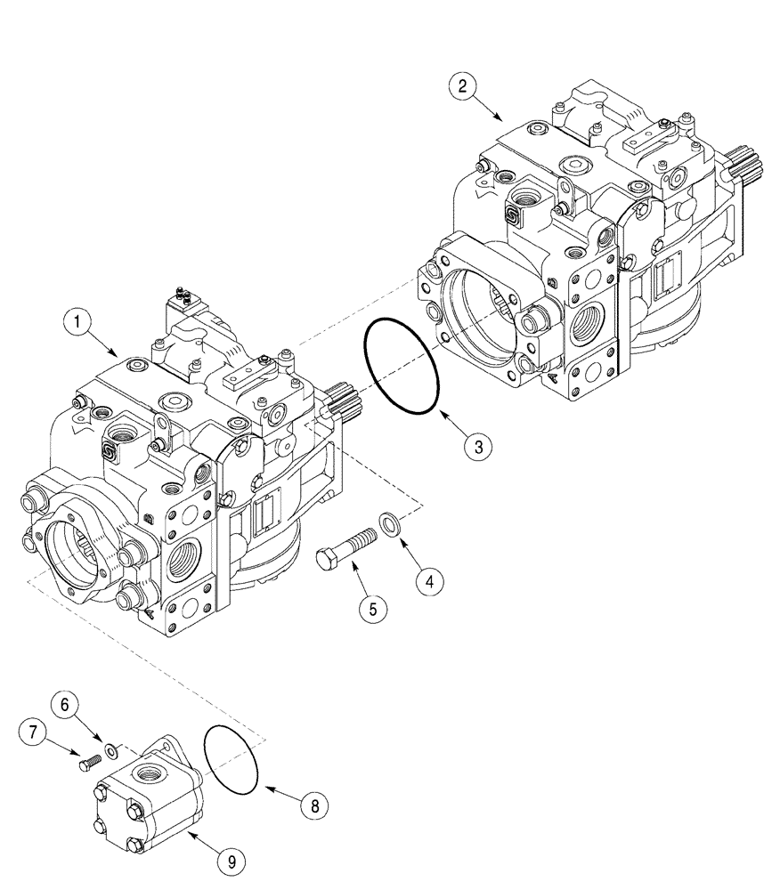 Схема запчастей Case 960 - (06-03) - PUMP ASSY, TANDEM (06) - POWER TRAIN