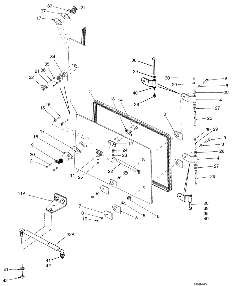 Схема запчастей Case 921E - (09-61) - CAB - WINDOW, RIGHT-HAND-LOWER (09) - CHASSIS