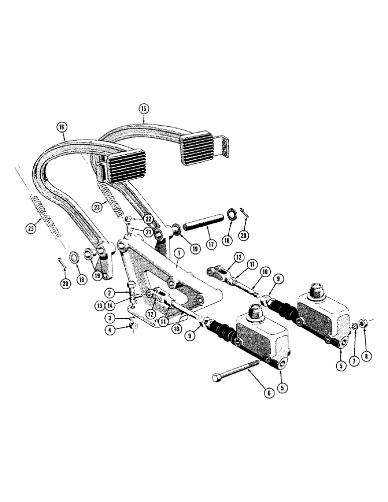 Схема запчастей Case 800 - (134) - TRANS. CONTROL SYSTEM - BRAKE PEDALS, (USED FROM SERIAL # 7081201) (03) - TRANSMISSION