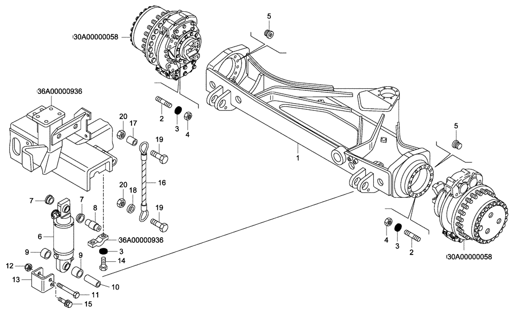 Схема запчастей Case 335 - (38A00040641[001]) - FRONT SUSPENSION (87550192) (09) - Implement / Hydraulics / Frame / Brakes