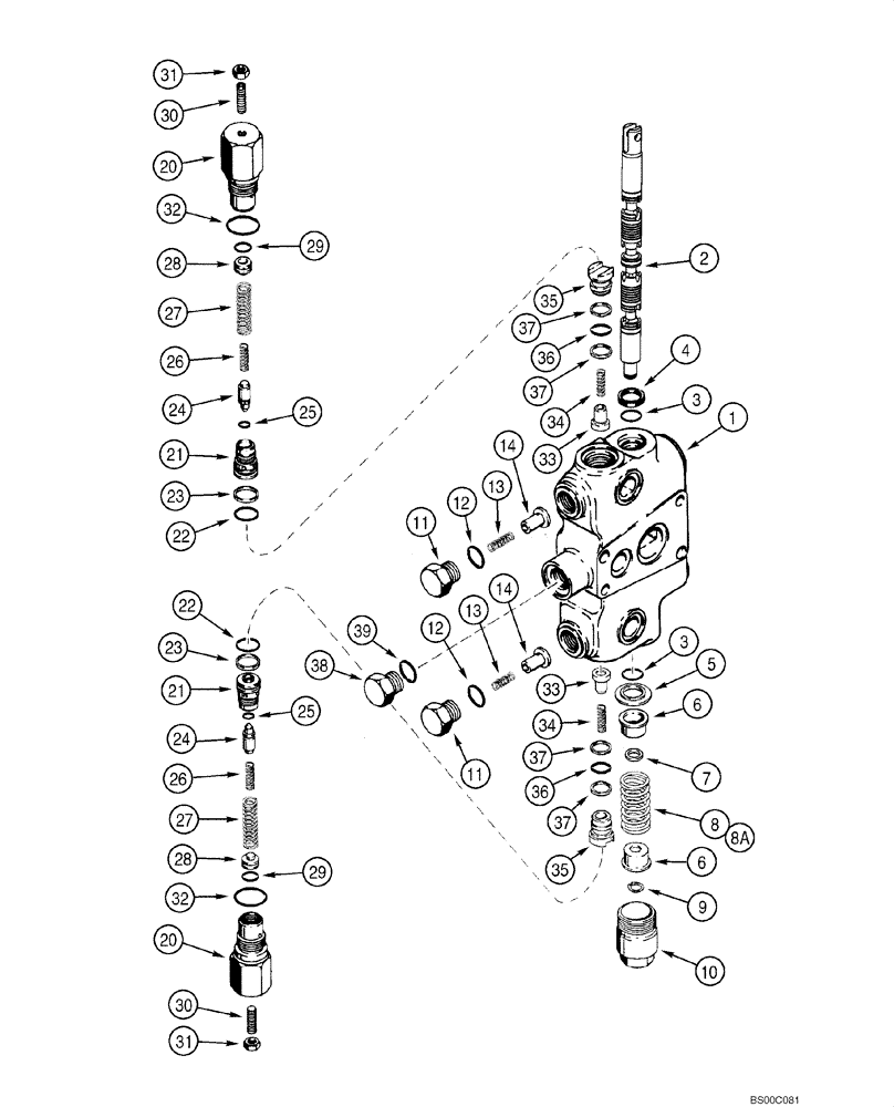 Схема запчастей Case 580M - (08-42) - VALVE SECTION - BACKHOE SWING (08) - HYDRAULICS