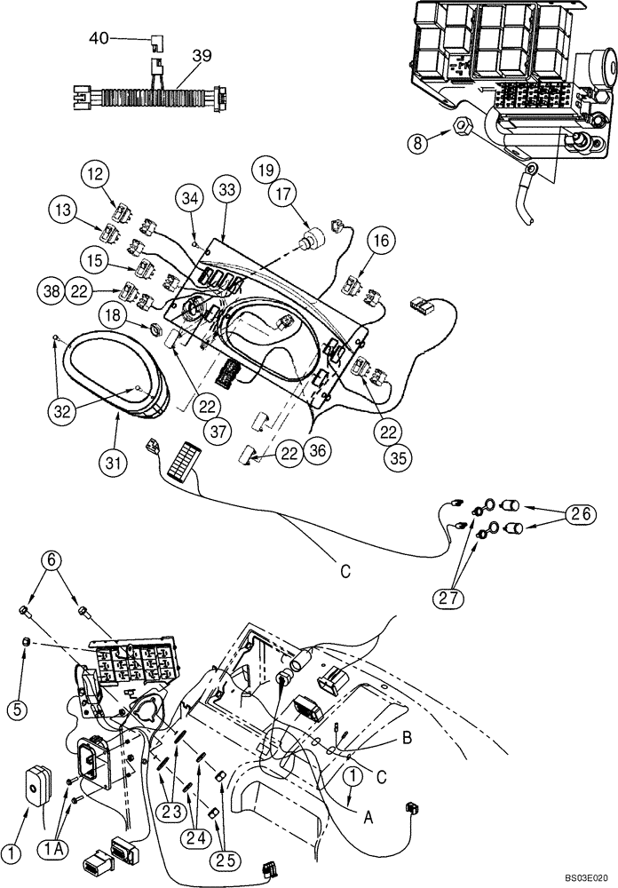 Схема запчастей Case 570MXT - (04-09) - HARNESS, SIDE CONSOLE - SWITCHES (04) - ELECTRICAL SYSTEMS