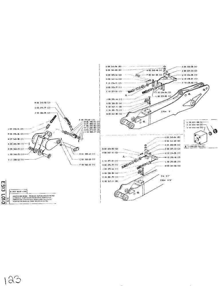 Схема запчастей Case SC150L - (123) - CLAMSHELL ADAPTATION ON BACKHOE DIPPERSTICK 