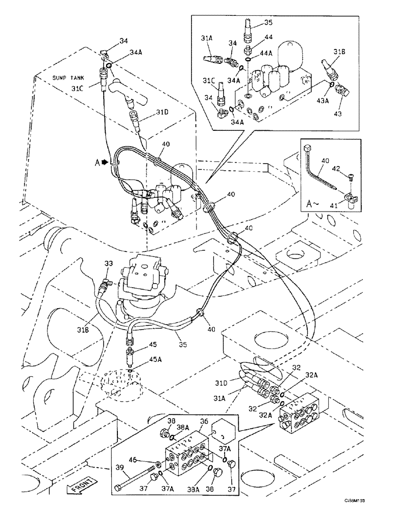 Схема запчастей Case 9007B - (8-028) - HYDRAULIC CIRCUIT - PILOT, TANK, BLOCK, FEEDER, BLOCK, SELECTOR, SWING MOTOR (08) - HYDRAULICS