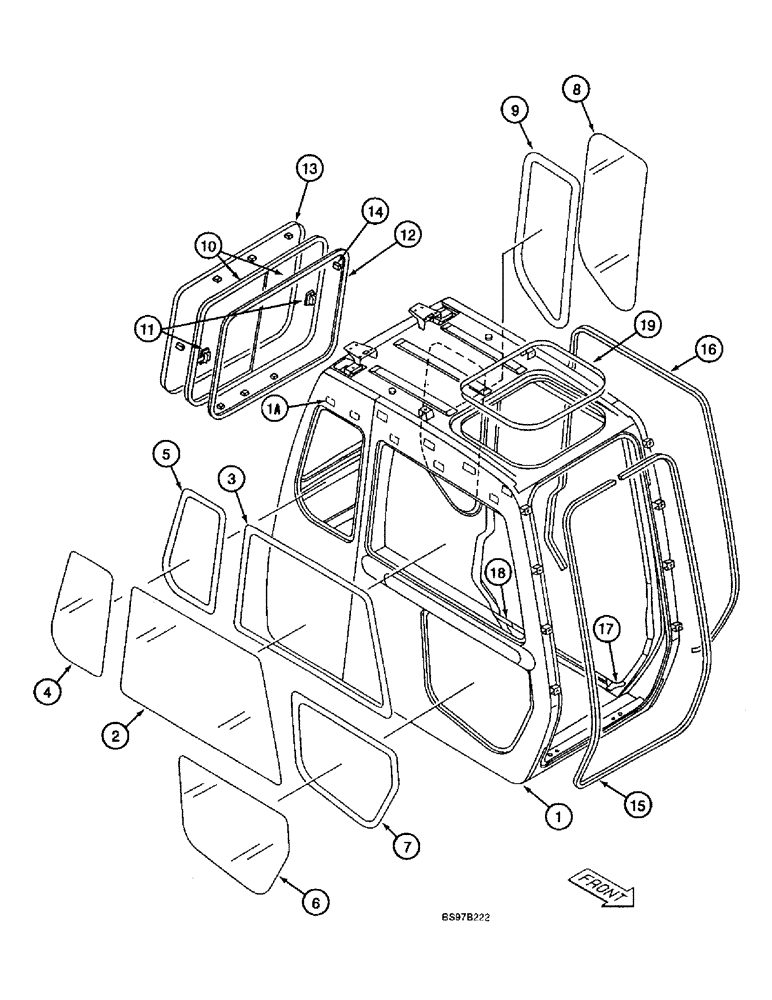 Схема запчастей Case 9040B - (9-068) - CAB WINDOWS AND SEALS (09) - CHASSIS