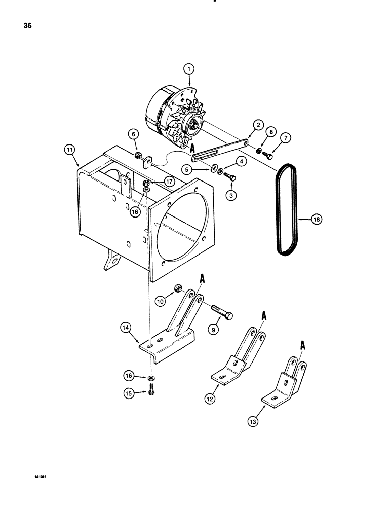 Схема запчастей Case SD100 - (036) - ALTERNATOR MOUNTING, WISCONSIN GAS ENGINE (10) - ENGINE